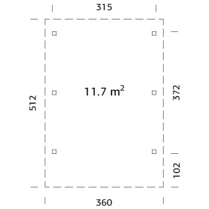Palmako Flachdach Carport Karl 360 cm x 512 cm naturbelassen