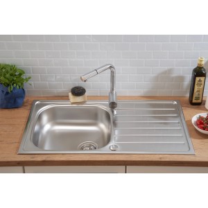 Respekta Einbauspüle Dallas, 86x50 cm, Edelstahlspüle mit Abtropffläche.