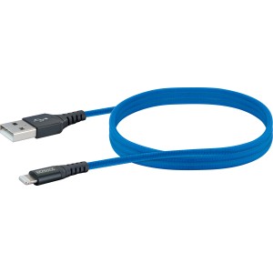 Königsblaues Apple Lightning Sync & Ladekabel, 1,2 m, mit USB und Lightning Anschluss.
