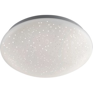 Weiße LED-Deckenleuchte Skyler mit Sternenhimmel-Optik, Ø 25 cm.