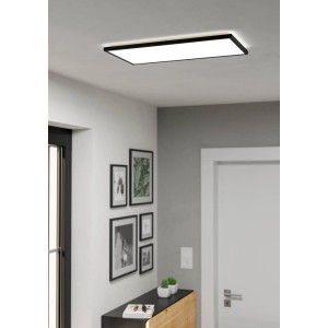 Schwarze LED-Deckenleuchte Rovito (30x30 cm) von Eglo für Wohnraumbeleuchtung.