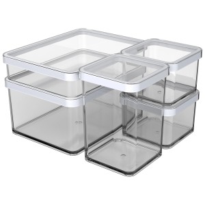 5-teiliges, transparentes Rotho Dosen-Set Loft Premium. Aufbewahrungsboxen in verschiedenen Größen.