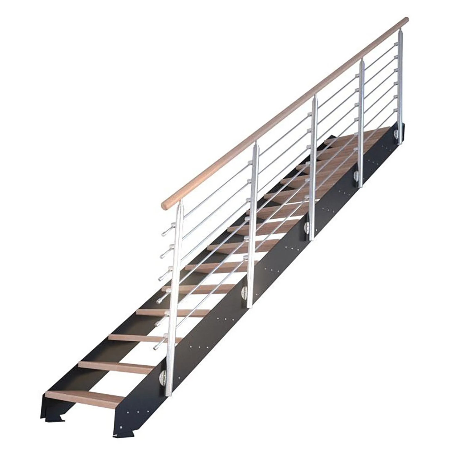 Treppe Kos 12 Stufen Eiche Geölt 87 cm Design-Geländer Schwarz FSC®_2