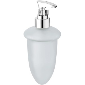 Ersatz-Seifenspender Floresa aus Mattglas mit Chrom-Pumpe.