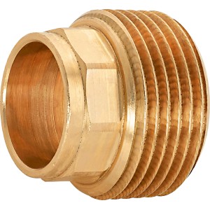 Löt-Übergangsnippel aus Rotguss, 33 mm, mit Gewinde und Lötanschluss für Heizung und Sanitär.