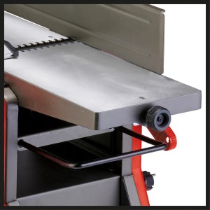 Detailansicht der Einhell TC-SP 204/2 Hobelmaschine: Aluminiumtisch und Bedienelemente.