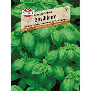 Sperli Basilikum Grosses Grünes Genoveser Kräutersamen mit grünen Blättern.