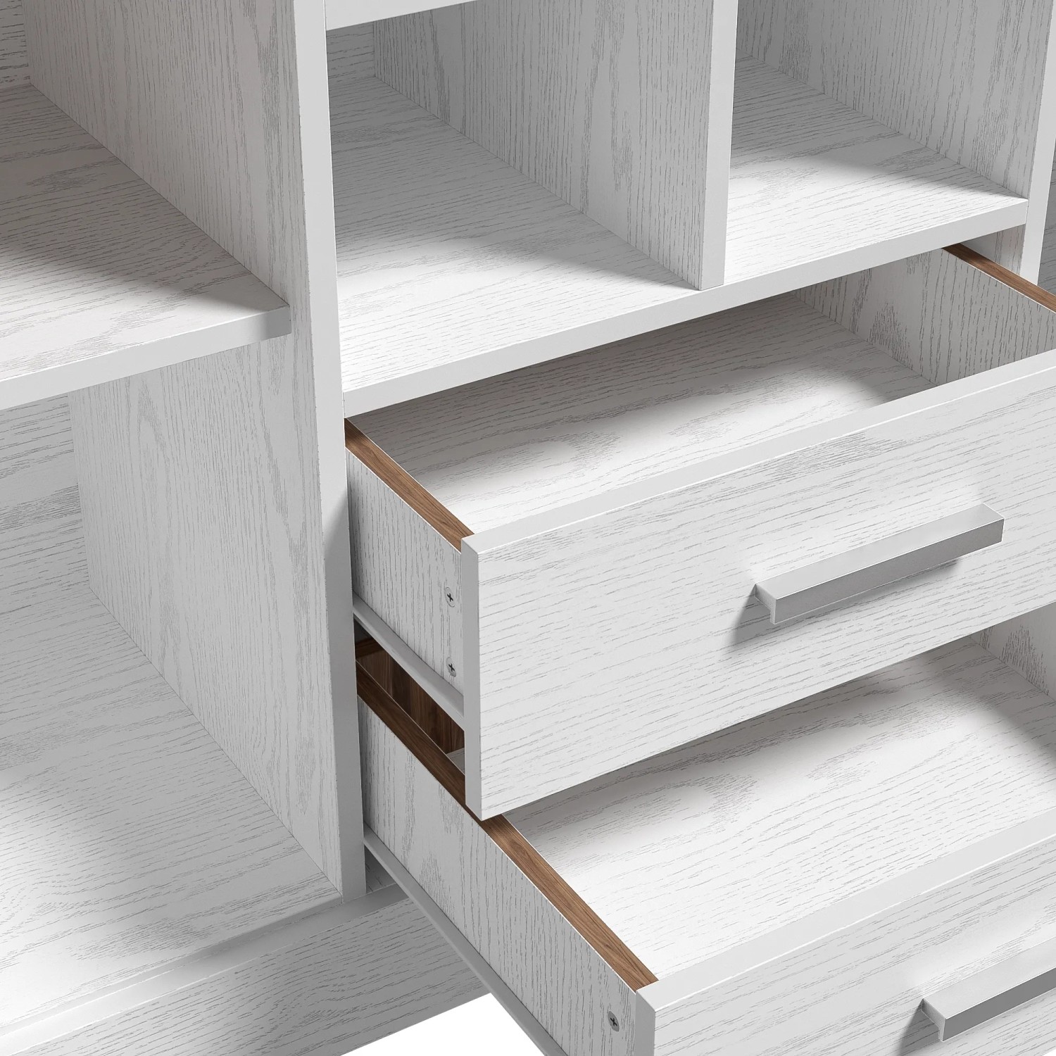 okwish Sideboard mit 2 Türen 2 Schubladen Wohnzimmer 140x40x79cm Weiß_7