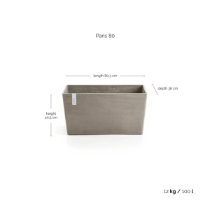 Ecopots Pflanztopf Paris Braungrau 80 cm x 38 cm x 40 cm