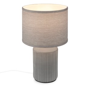 Brilo Tischleuchte Ino Keramikfuß Kabelschalter Grau Ø 22 cm