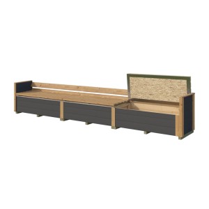 GH Killarney ST 300 Anthrazit Sitzbank mit hochklappbarer Sitzfläche für Stauraum.