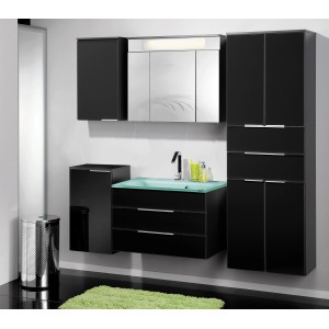 Fackelmann Waschbeckenunterschrank Kara, Anthrazit mit 2 Schubladen und Alu-Griffen.