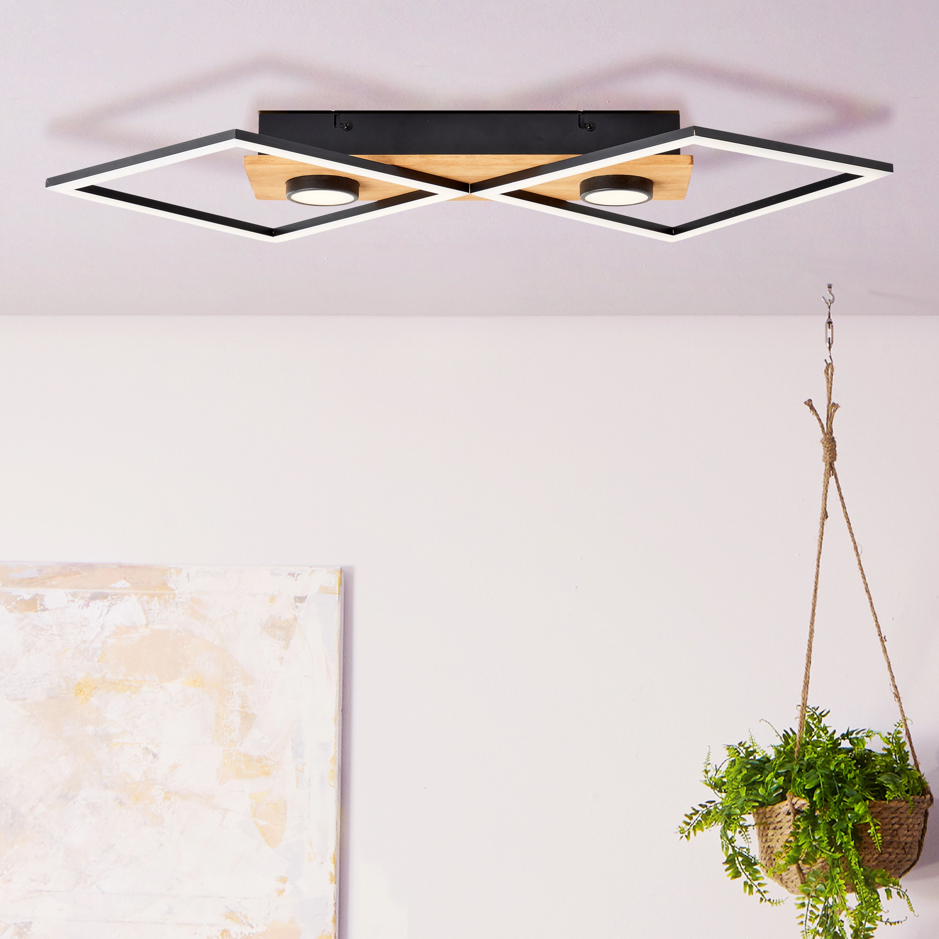 OBI Holz LED-Deckenleuchte 2-flammig und bei Brilliant kaufen Schwarz Woodbridge