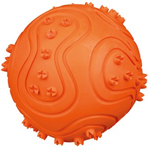 Oranger Jollypaw Ball aus Naturgummi, Apportierspielzeug für Hunde, ø 6 cm.