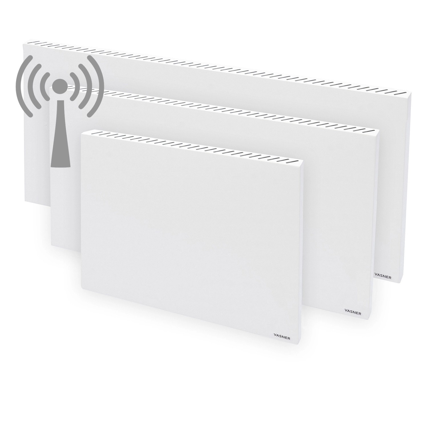 Vasner Konvi RX Infrarotheizung, 600W, weiße Elektroheizung mit Funksteuerung.