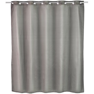 Grauer Wenko Duschvorhang Comfort Flex aus Polyester, 180x200 cm, mit Metallösen.