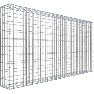 Leere Gabiona C-Ring-Gabione, 100x200x20 cm, Maschenweite 5x10 cm, aus verzinktem Drahtgitter.