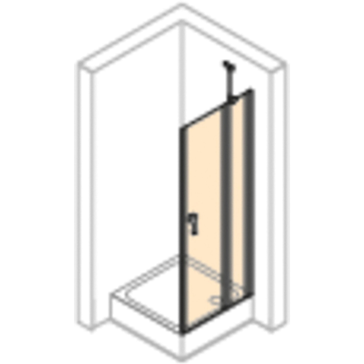 Hüppe Schwingtür Design Pure, 80x200 cm, Black Edition Walk-in Dusche mit festem Segment.