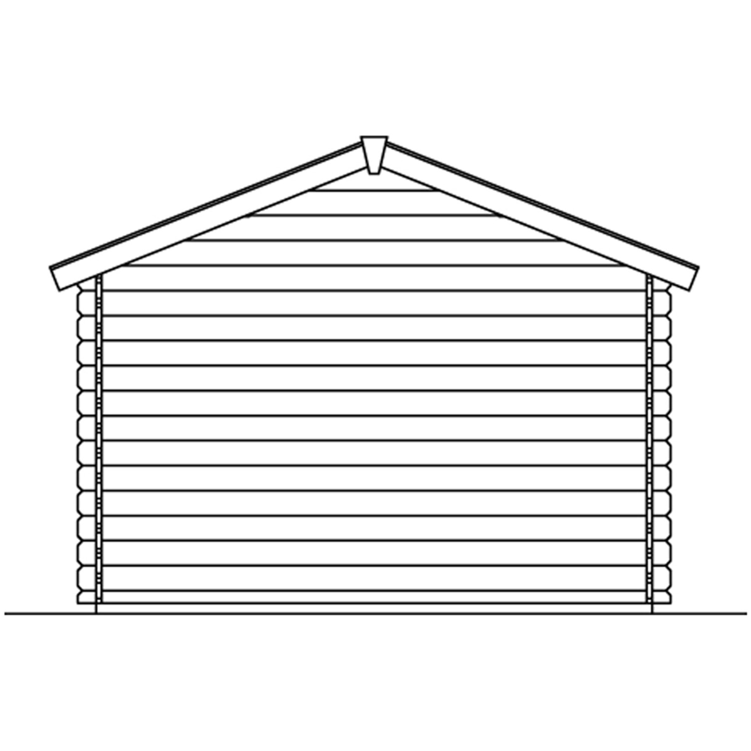 Skizze Skan Holz Gartenhaus Faro 2 Natur, 300x250 cm, Holz-Gartenhaus in Blockbohlenbauweise.