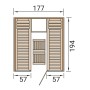 Grundriss der Weka Elementsauna Kaarina 2: Nischensauna aus Fichtenholz mit Glastür, Maße 177x194x57 cm.