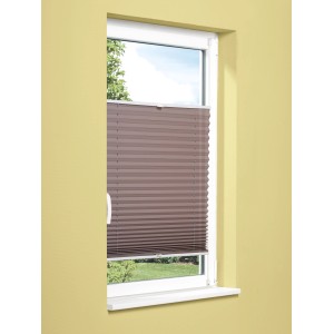 Graues OBI Thermo-Plissee Tona, 45x130 cm, am Fenster montiert. Sicht- und Sonnenschutz.