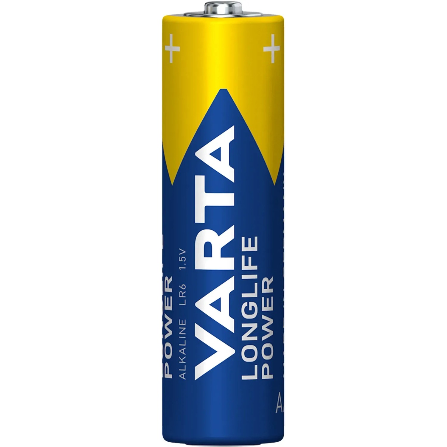Varta Longlife Power Mignon AA Batterie, gelb-blaue Alkaline Batterie.