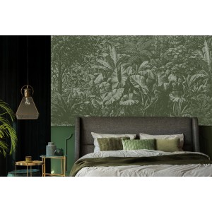 LOOKS Fototapete Rainforest Grün im Schlafzimmer, detailreiches Dschungelmotiv.