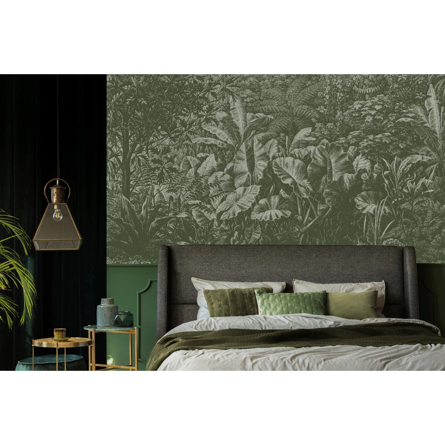 LOOKS Fototapete Rainforest Grün im Schlafzimmer, detailreiches Dschungelmotiv.