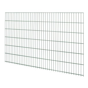 Grüner Doppelstabmattenzaun, 123x201 cm, für Garten und Grundstück.