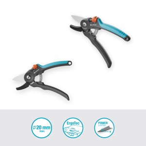 Gardena Gartenschere PremiumCut für trockenes Holz, Amboss-Schere mit SoftGrip, 20mm Schnittdurchmesser.