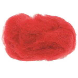 Rote Schafwolle, 30 g, ideal zum Filzen und für kreative Projekte.