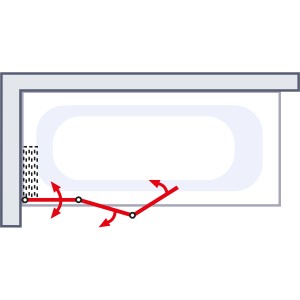 Skizze: Schulte Badewannenaufsatz Komfort, 3-teilig, Alpinweiß, schwenkbar.