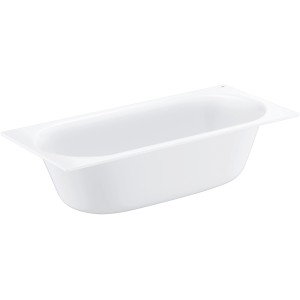 Weiße Grohe Essence Rechteck-Badewanne, 180x80 cm, mit Überlauf. Elegante, abgerundete Form.