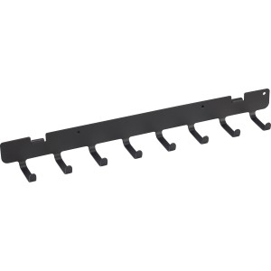 Matt-schwarze Metall-Hakenschiene, 35 cm, mit 8 Haken zur Wandmontage für Bad, Küche oder Hauswirtschaftsraum.