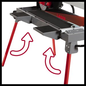 Einhell TE-TC 920 UL Radial-Fliesenschneider mit einklappbarem Untergestell und Arbeitstischverbreiterung.