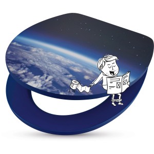 baliv WC-Sitz Karia mit Weltall-Motiv und Absenkautomatik, MDF Holzkern.