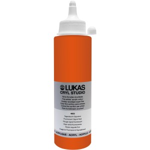 Lukas Cryl Studio Acrylfarbe, 250ml, Tagesleuchtfarbe Signalrot. Künstler-Acrylfarbe für brillante Ergebnisse.