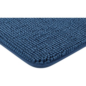 Dunkelblaue baliv Badematte (50x80 cm) aus Polyester, Detailaufnahme der Textur.