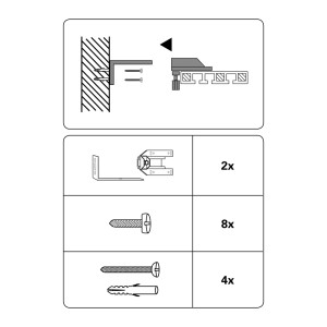 Gardinia Winkelträger, weiß, 10cm, 2er-Pack, mit Montageanleitung und Zubehör.