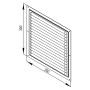 Weißes Aluminium Abdeckgitter, 300x300 mm, für Lüftung und Wandöffnungen.