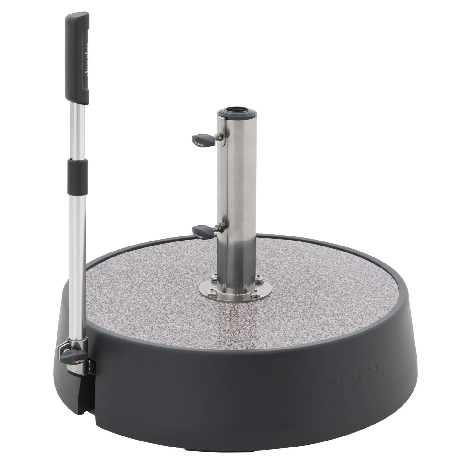 Doppler Dekorplatte Easy Move Switch Granit Grau Schirmständer mit Stahlrohr und Hebel.