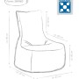 Skizze Sitting Point Sessel Outside Anthrazit mit Maßangaben. Bequemer Sitzsack für Innen & Außen.