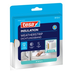 tesa® Insulation Dichtungsband I-Profil, 6m, weiß. Fensterdichtung für Spalten von 1-3,5mm.