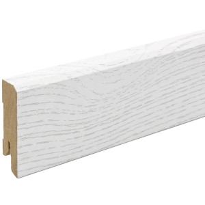 Praktikus Sockelleiste Cubica 50 in Esche Weiß, MDF-Fußleiste für Laminat- und Holzböden.