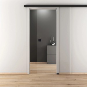 Glasschiebetür-Set Nova 510 Black mit Softeinzug inkl. Klebe-Griffmuschel 190 cm