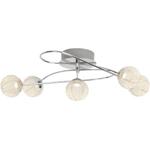 Moderne LED-Deckenleuchte Dajana mit 5 Leuchten, Chrom und Aluminium für den Innenbereich.