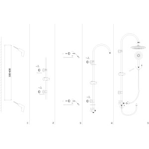 Montageanleitung aquaSu Duschsystem Pitus Chrom mit Kopf- und Handbrause, 4 Strahlarten.
