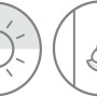Symbole für Lichtregulierung und einfache Montage des Schöner Wohnen Doppelrollos.