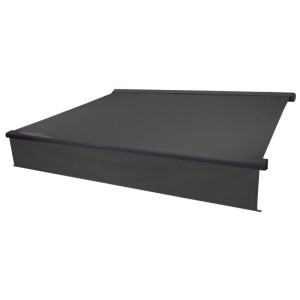 Anthrazitfarbene MCW Kassettenmarkise 4x3m mit ausfahrbarem Volant.