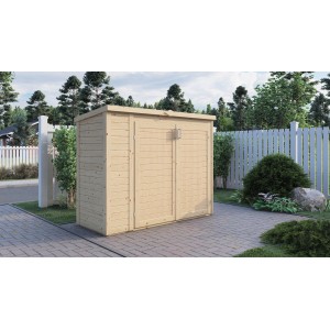 Bertilo Gartenschrank Multibox 3 Natur, 200x82 cm, aus FSC®-zertifiziertem Holz. Gartenschrank mit Doppeltür.
